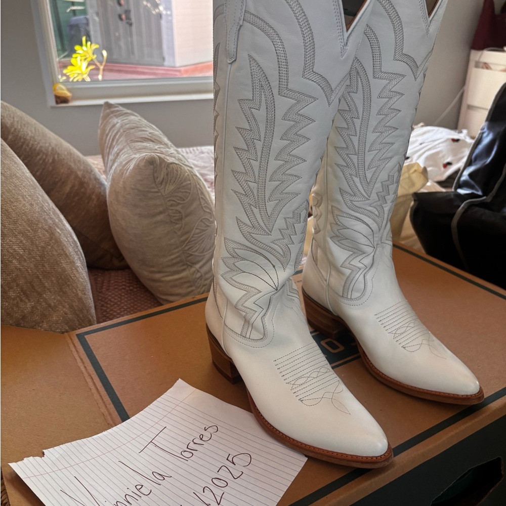 Tecovas White Leather Cowboy Boots